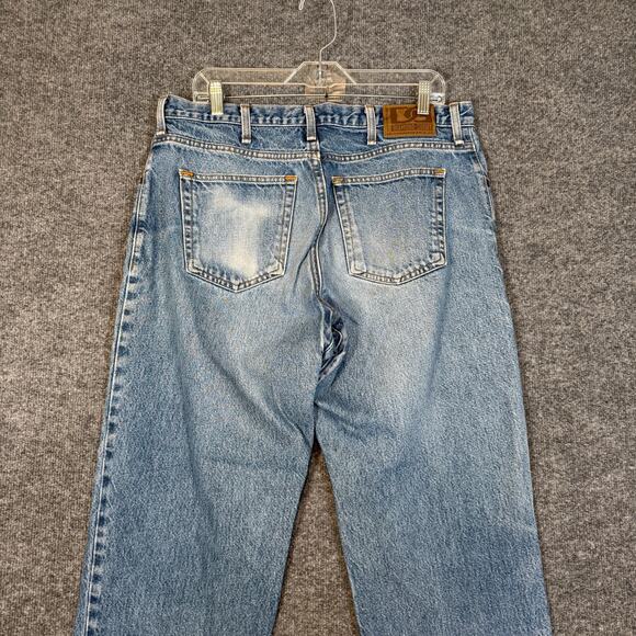 Vintage Diamond Gusset Jeans Mens 36x32 Made In USA Denim Light Wash - Picture 9 of 10